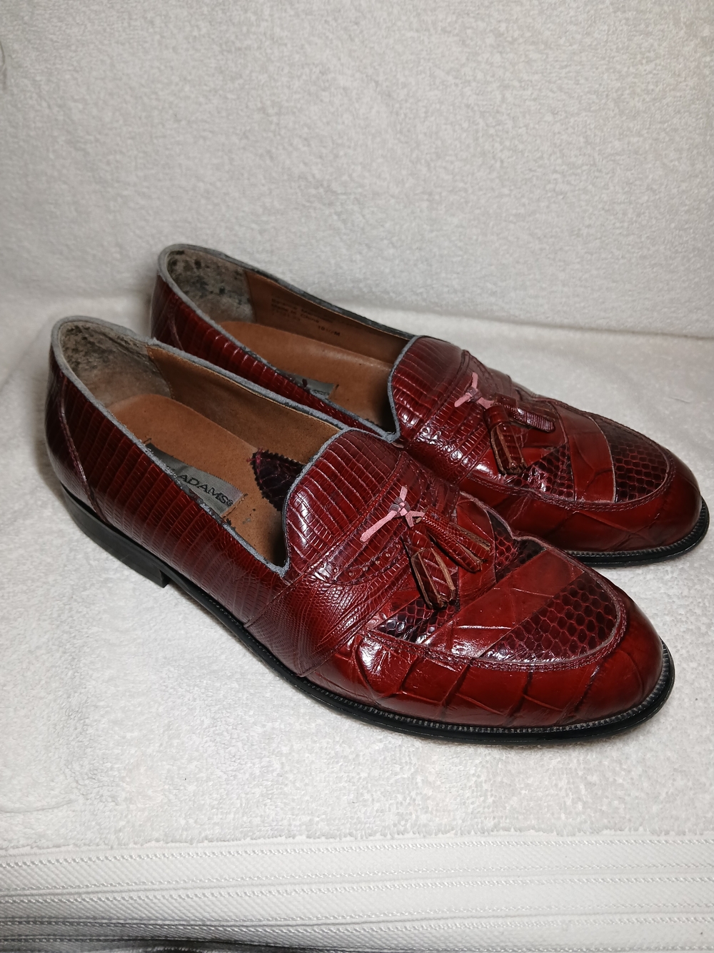 Stacy Adams Burgundy Real Snakeskin Tassel Loafers Siźe 10.5